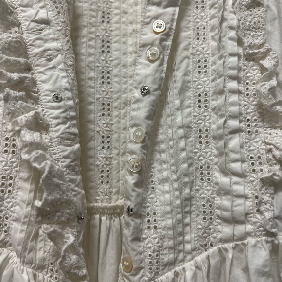 Doen White Cotton Poplin Eyelet Midi Dress - Picture 3 of 7